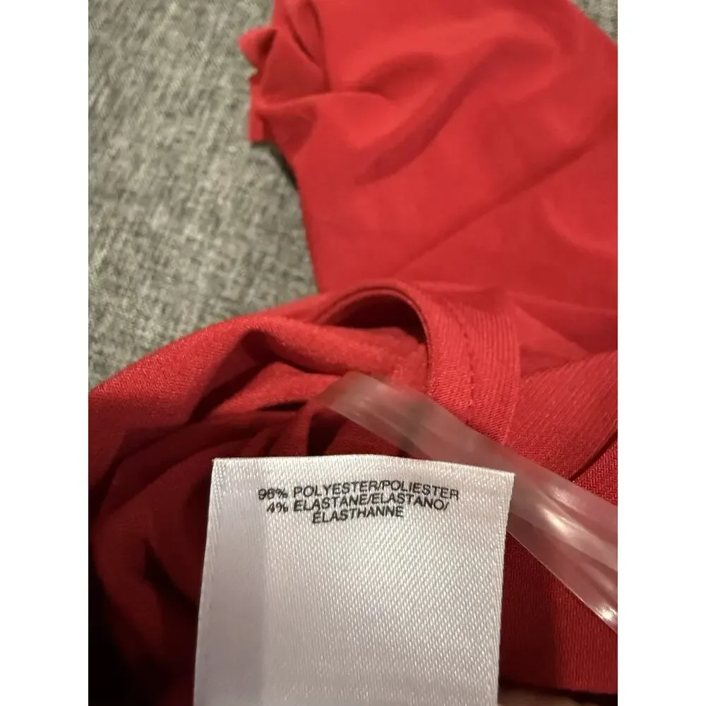 NWT Kasper Fire Red Midi Sheath Dress 3/4 Sleeve Side Tie Stretchy Romantic S